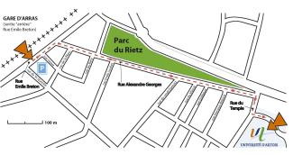 Plan : venir à pieds depuis la gare d'Arras