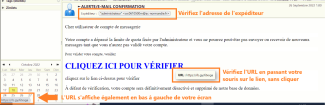 Exemple de Phishing : capture d'écran d'un mail frauduleux