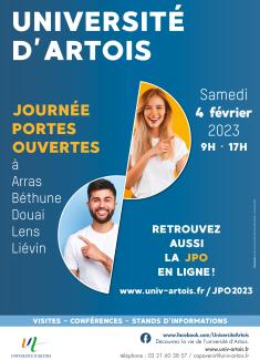Université d’Artois Journée Porte Ouverte à Arras Béthune Douai Lens Liévin – Samedi 4 février 2023 de 9h à 17h