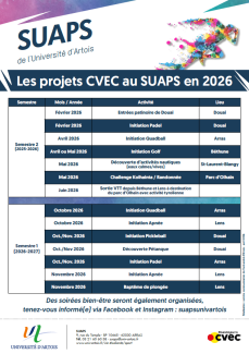 Calendrier projets CVEC du SUAPS en 2026