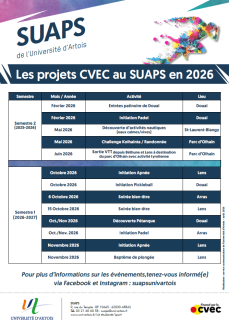 Calendrier projets CVEC du SUAPS en 2026