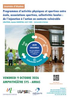 Journée d'étude " Programmes d'activités physiques et sportives entre école, associations sportives, collectivités locales : de l'injonction à l'action en contexte vulnérable "